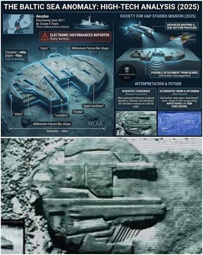 The Baltic Sea Anomaly is a roughly circular formation about 60 metres  across, lying at a depth of around 90 metres in the Gulf of Bothnia. It was  discovered in June 2011