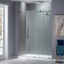 Glass walls or doors or partitions are suitable for the places where bathroom is attached with the bedroom. á… Woodbridge Frameless Shower Doors 56 60 Width X 76 Height With 3 8 10mm Clear Tempered Glass In Polished Chrome Finish Woodbridge