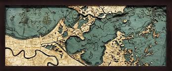 New Orleans 3 D Nautical Wood Chart 13 5 X 31