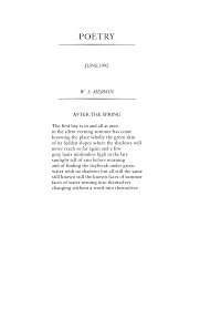 W S Merwin After The Spring Poetry Magazine Poetic Devices Poetry