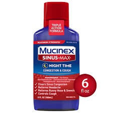Mucinex Sinus Max Night Time Congestion Cough Liquid 6 Fl Oz Walmart Com