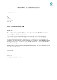 Acceptance Of Defective Goods Letter Accepting Return Of Defective Goods Cool Lettering Best Templates Templates
