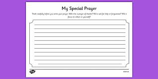 Print this coloring page of children praying by the cross. Prayer Writing Worksheet Teacher Made