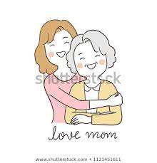 Jon arbuckle, his human owner; Vector Illustration Character Design Portrait Mom Hug Grandmother With Love For Mo Vector Illustration Character Hug Illustration Illustration Character Design