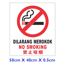The smoking ban at eateries will be fully enforced in malaysia starting 1st jan 2020. No Smoking Sign Malaysia Government Standard
