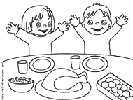 Find all the coloring pages you want organized by topic and lots of other kids crafts and kids activities at allkidsnetwork.com. Printable Coloring Page Of Children Eating Thanksgiving Dinner For Preschoo Sunday School Thanksgiving Thanksgiving Sunday School Lesson Thanksgiving Preschool