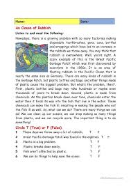 An Ocean Of Rubbish Reading Comprehension Worksheets Reading Comprehension Lessons Reading Comprehension Passages