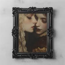 Girlfriends, Dark Academia Print the Lake, Goth Moody Victorian Lesbian  Wall Art, Dark Decor Aesthetic, Dark Cottagecore, Gothic Prints