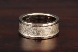 This Unique Mokume Gane Wedding Band Has Hammered Rails And Was Done In Our Etched Winter Mokume Wedding Rings For Women Wedding Bands Mens Wedding Rings