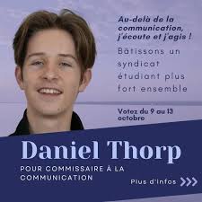 My name is Daniel Thorp and I'm running for UOSU Communications  Commissioner. Let's transform our student union together! With a strong  commitment to communication, accessibility, and unity, I'm ready to make  your