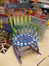 Peace Out Handpainted Teacher Reading Rocking Chair Etsy In 2021 Painting Old Chairs Whimsical Painted Furniture Painted Rocking Chairs