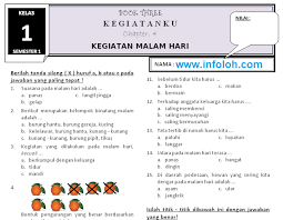 Soal Tematik Kelas 1 Tema 3 Subtema 4 Kegiatanku Kegiatan Malam Hari Tahun 2018 2019 Terbaru Malam Huruf Tanda