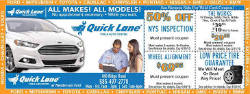 Quick Lane At Henderson Ford With Savings On Your Nys Inspection And A Low Price Tire Guarantee Coupon For Wheel Alignment Too Hybrid Car Coupons Oil Change