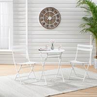 5 piece dining table set 4 chair glass metal kitchen room breakfast new. Mainstays 3 Piece White Folding Bistro Table And Chair Set