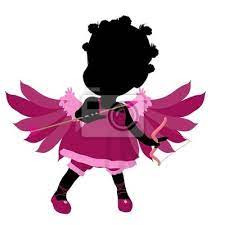 Little african american cupid girl illustration silhouette posters for the  wall • posters true love, admirer, tween | myloview.com