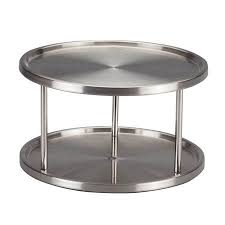 Tempered glass cover is heat and shatter resistant. 360 Degree Turntable Spice Organizer 2 Tier Lazy Susan Stainless Steel Kitchen Dining Bar Kitchen Storage Organization