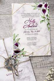 Purple Calla Lily Wedding Invitation With Gold Geometric Frame Etsy Calla Lily Wedding Purple Calla Lilies Wedding Calla Lily Wedding Invitations