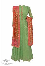 Pretty Sea Green And Gajari Frock Suit With Sequin Shaded Dupatta Clothes For Women Pakistani Dresses Indian Gowns