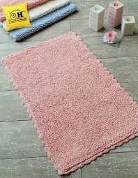 Tappeto Bagno Rettangolare Con Delicato Bordo Crochet Tono Su Tono In Colore Rosa Tappeti Shabby Tappeti Bagno Tappeti