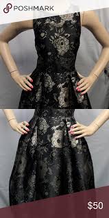 Black And Gold Cocktail Dress Black Gold Floral Brocade Pleated Cocktail Dress Dresses Pleated Cocktail Dress