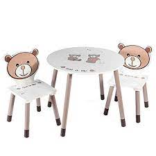 Fast Delivery And Free Shipping On All Orders Dwhop Hm Toddler Study Table Wooden Table 2 Chairs Play Room Table And Chair Set Activity Kids Table Color White Size
