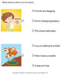 These find a words are filled with cvc words to help your little ones practice their short vowel words. Match Pictures Of Boy And Dog With Correct Actions Worksheet Turtle Diary
