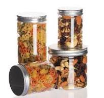 Custom 16oz 32oz 500ml 1000ml Clear Wide Mouth Pet Jar with Aluminum Lid  Transparent Food Storage Plastic Containers Salad Jar