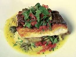 Crisp Red Snapper With Ragout Of Potatoes Onions Artichokes And Green Olives With Sauce Vierge Recipe Fish Recipes Seafood Entrees Snapper Recipes