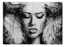 Artwork Abstract Woman Painting Black And White Startonight Canvas Wall Art Black And White Abstract Woman Face Artwork Framed Startonight Ar Abstract Portrait Painting Abstract Portrait Portrait Painting