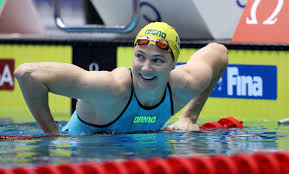 Sarah sjostrom wins 50 freestyle without goggles. Cate Campbell