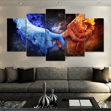Big pieces of art are a great way to introduce large pieces can provide a dramatic focal point that simultaneously unifies a room and offsets decor. Modular Picture Large Canvas Painting For Bedroom Printed 5 Panel Fire And Ice Love Living Room Home Wall Art Decoration Painting Calligraphy Aliexpress