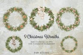 Download Christmas Wreath Clipart Winter Greenery Graphic By Pawstudio Creative Fabrica PSD Mockup Templates