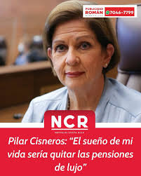 Pilar Cisneros: “El sueño de mi vida sería quitar las pensiones de lujo”  Durante una entrevista en el programa El Octavo Mandamiento transmitido por  el canal ¡OPA! 38, la diputada oficialista Pilar