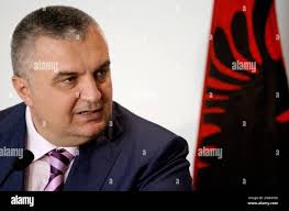 Albanian Foreign Minister Ilir Meta speaks to the media during a press  conference after a meeting with Cyprus Foreign Minister Marcos Kyprianou,  unseen, at Foreign house in capital Nicosia, Cyprus, Thursday, Aug.