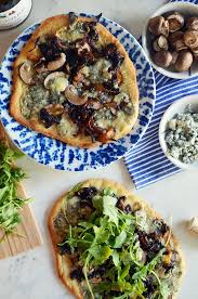 Grilled Blue Cheese Caramelized Onion Mushroom Flatbread Flatbread Recipes Recipes Stuffed Mushrooms