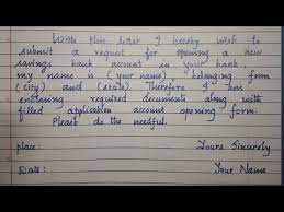 Bank Account Opening Request Letter-Handwriting - Youtube