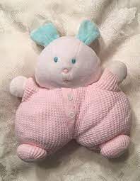 Rare 8 Vintage White Pink Thermal Blue Bunny Rabbit Plush Lovey Eden Toys Blue Bunny Rabbit Plush Easter Kids