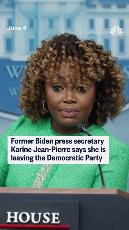 Karine Jean-Pierre, who was former President #Biden's press secretary at  the White House from 2022 until 2025, has left the #Democratic Party and is  now an independent.