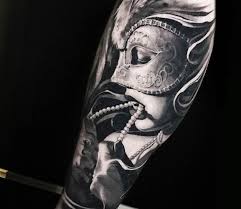 Best Black And Grey Realism Tattoo Artists In The World Girl In Mask Tattoo By Ben Thomas Black And Grey Tattoos Mask Tattoo Tattoos