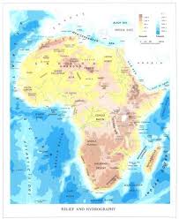 Africa Relief And Hydrography 1973 Old Vintage Map Plan Chart