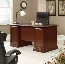 Sauder executive trestle desk jamocha wood finish home office desks. Sauder Heritage Hill Executive Desk With Black Top 402159 Executive Desks Desk Modern Home Office Furniture Home Office Furniture Desk Buy Office Furniture