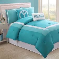 Product titlecoaster white dominique bed, twin. Girls Twin Full Bed Turquoise Blue White Peace Hotel 5 Pc Comforter Set Bedding Ebay