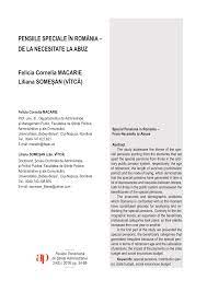 Pdf Special Pensions In Romania From Necessity To Abuse Pensiile Speciale In Romania De La Necesitate La Abuz