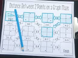 Distance Worksheet Maze Activity Geometry Worksheets Distance Formula Coordinate Plane Graphing