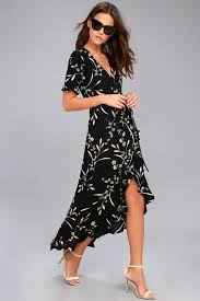 Wild Winds Black Floral Print High Low Wrap Dress Floral Print Maxi Dress Black Floral Print Dress Floral Print Dress