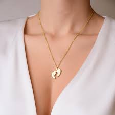 Large Baby Feet Necklace Gold Vermeil