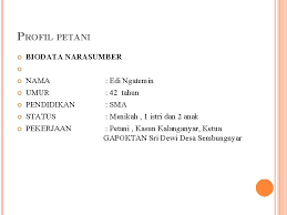 Biodata narasumber riwayat pekerjaan : Cara Budidaya Padi Berdasarkan Hasil Wawancara Dengan Petani