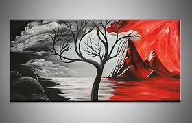 10% coupon applied at checkout save 10% with coupon. Handpainted Black White Red Beautiful Modern Abstract Decorative Oil Painting Canvas Wall Art Tree Picture For J Red Wall Art Black And White Wall Art Painting