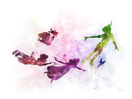 Peter Pan Inspire Art Print Illustration Fee Clochette Watercolor Disney Disney Inspired Tattoos Nightmare Before Christmas Drawings