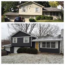 Our Split Level Siding Makeover I Had The Hardest Time Finding Photos Of Split Level Houses When We House Paint Exterior Home Exterior Makeover House Exterior